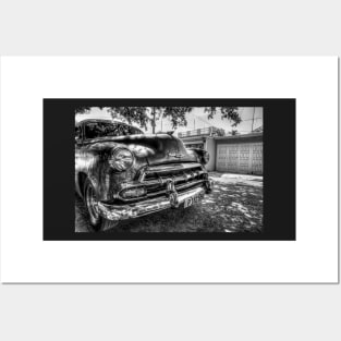 Old Cuban Car, Black And White Posters and Art